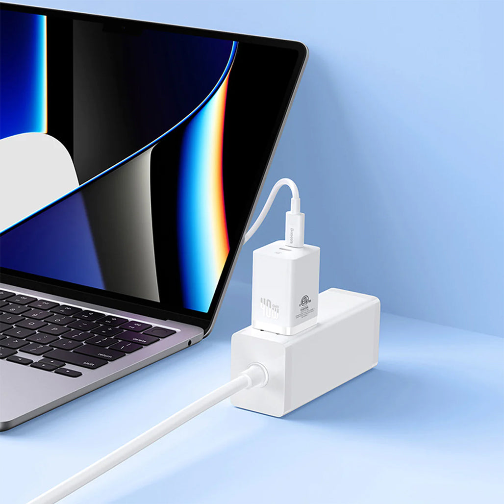 A Photo Of Baseus GaN5 Pro Dual USB-C Fast Charger 40W Adapter - White