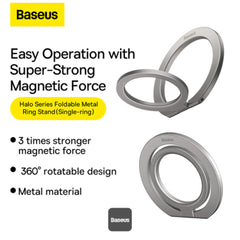 A Photo Of Baseus Halo Series Foldable Metal Ring Stand | 360° Rotating Magnetic Phone Holder for Hands-Free Use