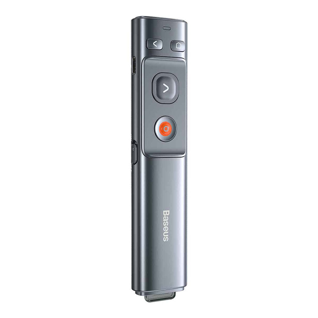 A Photo Of Baseus Orange Dot Wireless Presenter (Red Laser) - Grey