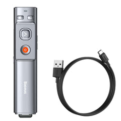 A Photo Of Baseus Orange Dot Wireless Presenter (Red Laser) - Grey