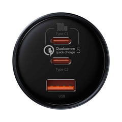 A Photo Of Baseus Qualcomm Quick Charge 5 Technology Multi-Port Fast Charge Car Charger - 100W + 30W + 30W