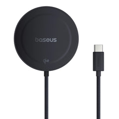 A Photo Of Baseus Simple Mini4 Magnetic Qi2 15W Wireless Charging Stand - 135° Adjustable Stand with Built-In 1M Type-C Cable - Black