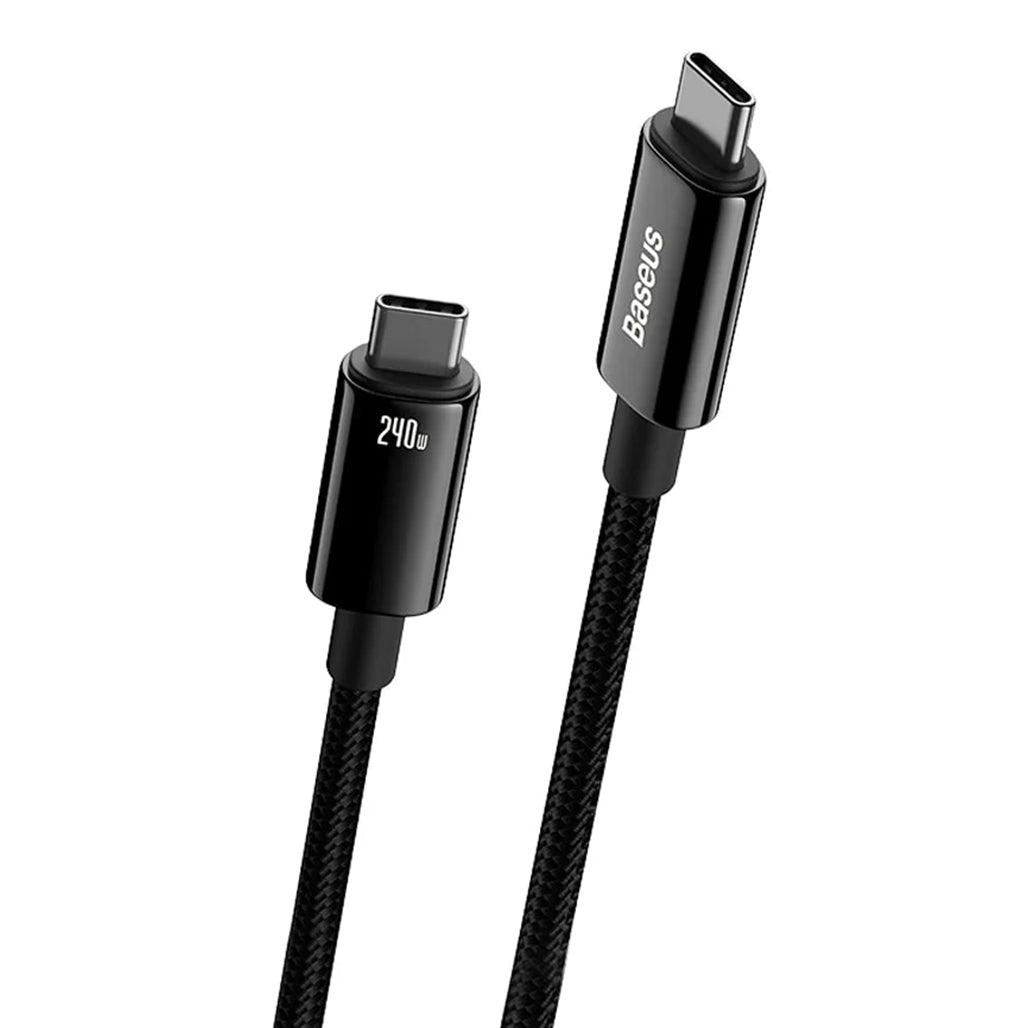 A Photo Of Baseus Tungsten Gold 240W USB-C to USB-C Fast Charging Data Cable – 3m Black