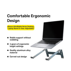 A Photo Of Baseus Ultra Stable Desktop Laptop Stand - 4-Gear Adjustable - Space Grey