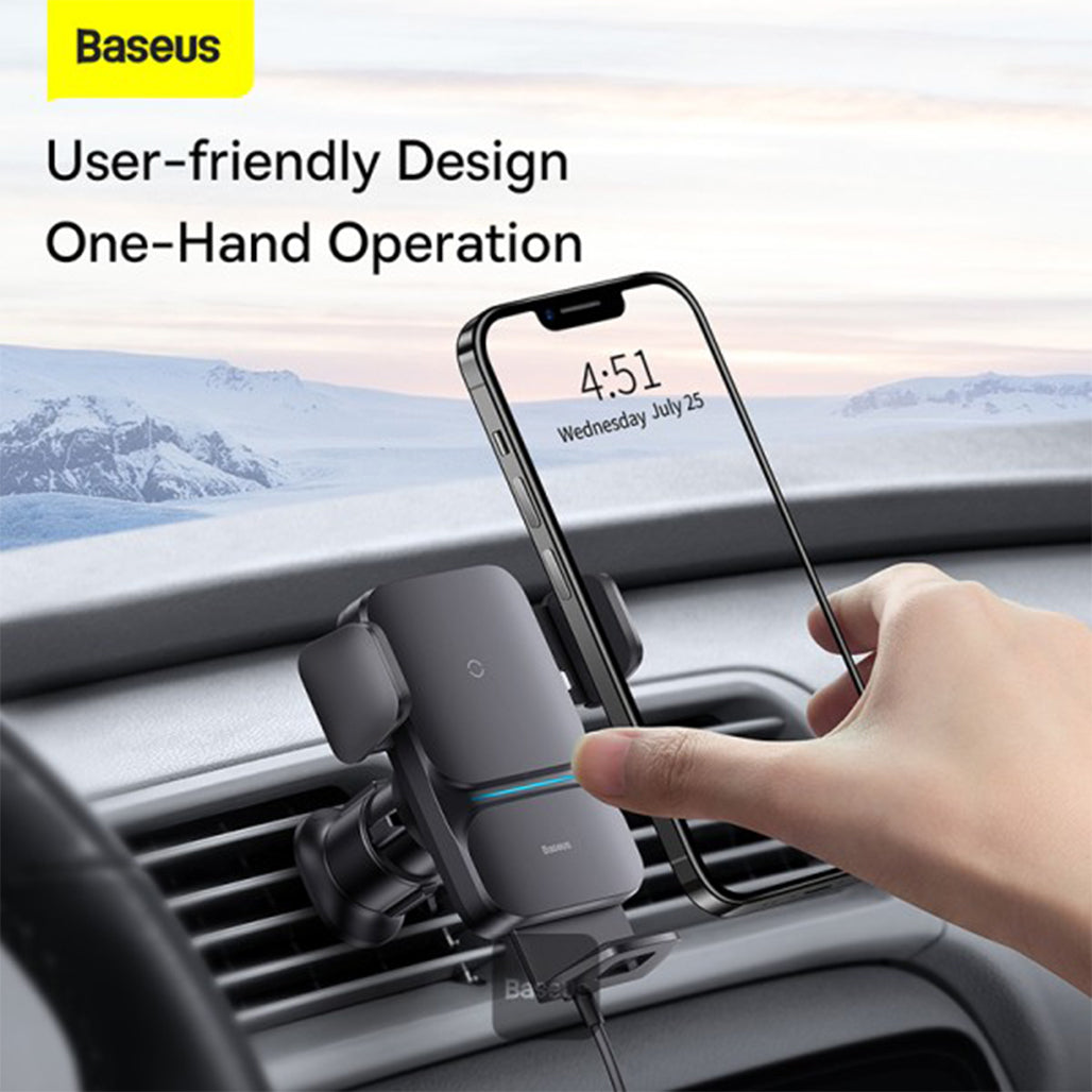 A Photo Of Baseus Wisdom Auto Alignment Car Air Vent Mount Wireless Charger (Qi - 15W)