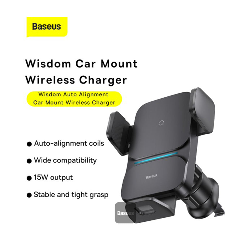 A Photo Of Baseus Wisdom Auto Alignment Car Air Vent Mount Wireless Charger (Qi - 15W)