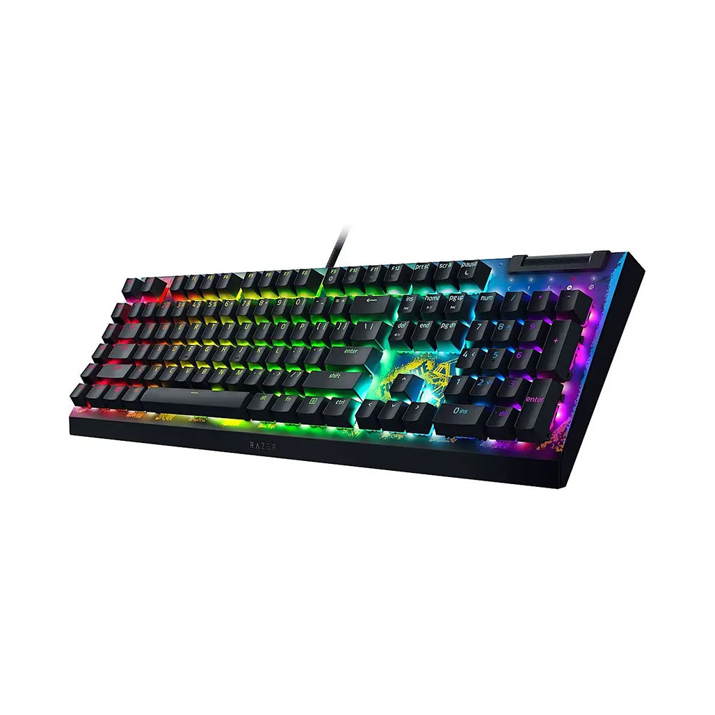 A Photo Of Razer BlackWidow V4 X Fortnite Edition Keyboard - Yellow Switches, Full-Size with RGB Lighting