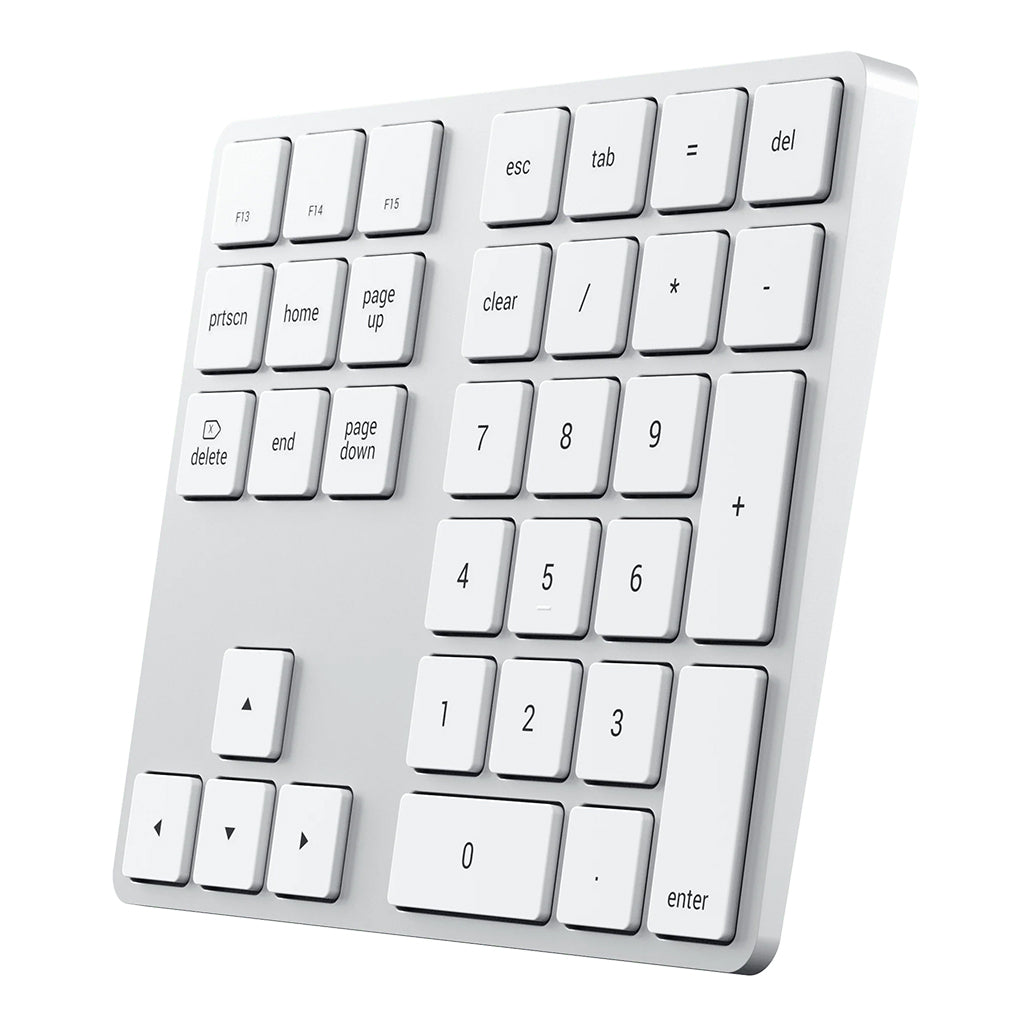 A Photo Of Satechi Bluetooth Extended Wireless Keypad - Silver | ST-XLABKS – Full Number Pad & MacOS Shortcut Keys