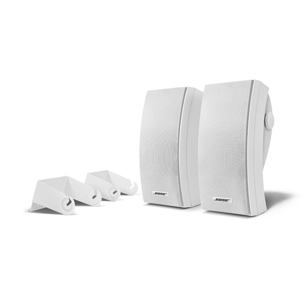 A Photo Of Bose 251 Wall Mount Outdoor Speakers - Weatherproof White Stereo Speakers with Articulated Array® Design