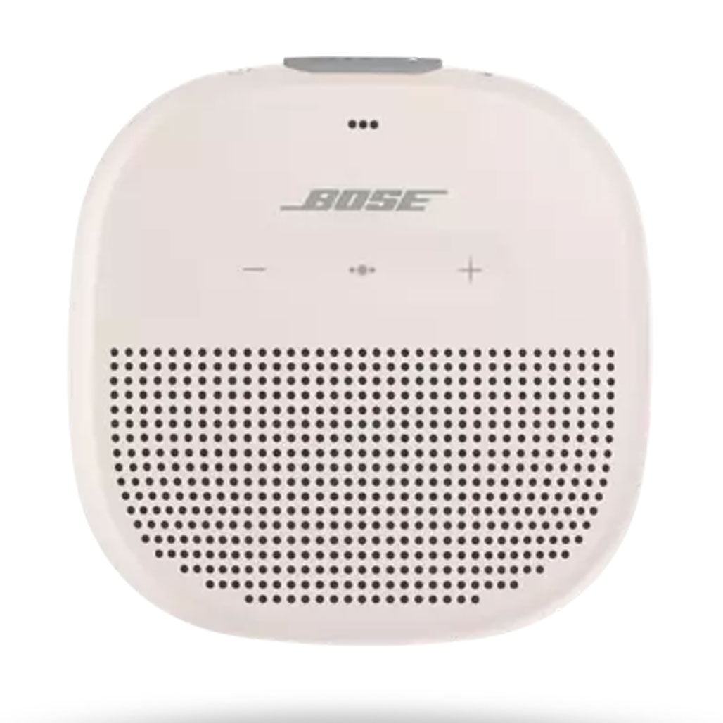 A Photo Of Bose SoundLink Micro Bluetooth® Speaker – White Smoke – Portable, Rugged, and Waterproof with Deep Bass and Built-In Microphone