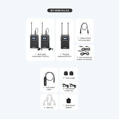 A Photo Of Boya BY-WM8 Pro-K2 - UHF Dual-Channel Wireless Microphone System