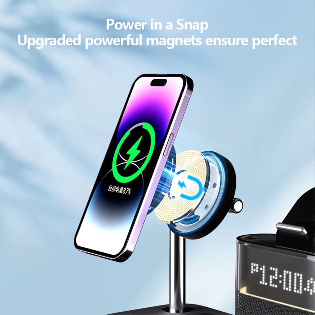 5 in 1 Multifunctional 15W Wireless Charging Station Bedside Clock - C09, 32937976922364, Available at 961Souq