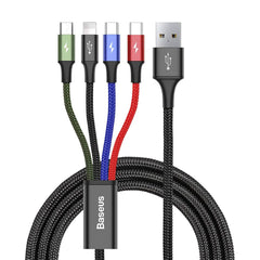 Baseus Fast 4in1 Cable For lightning + Type-C (2) Micro 3.5A 1.2M, CA1T4-B01