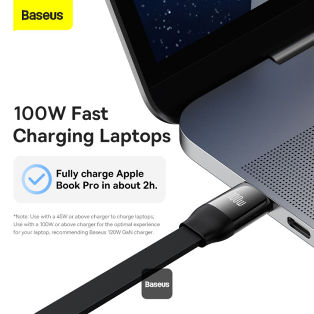 A Photo Of Baseus Bright Mirror 2 Series Retractable 3-in-1 Cable | 100W Fast Charging Data Cable | Type-C to Type-C + Lightning + Micro USB | 1.1M - Black