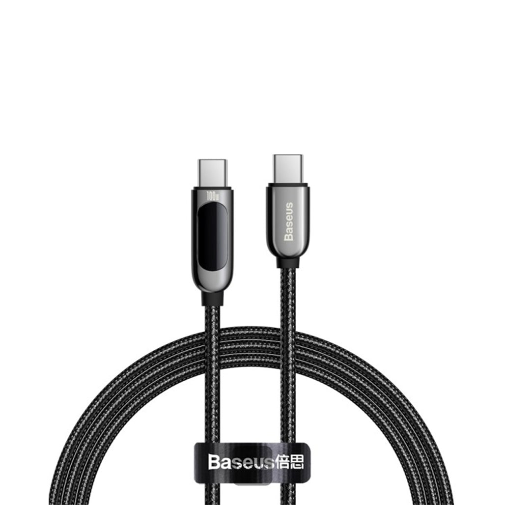 A Photo Of Baseus LED Display Fast Charging Data Cable Type-C to Type-C 100W, 1M – High-Speed 5A Charger with Smart Monitoring