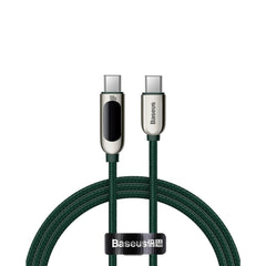 A Photo Of Baseus LED Display Fast Charging Data Cable Type-C to Type-C 100W 5A, 2M – High-Speed Green Charging Cable with Smart Monitoring