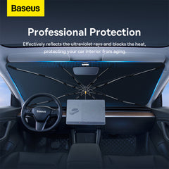 A Photo Of Baseus Small CoolRide Windshield Sun Shade Umbrella Lite Black - CRKX000001 | UV Protection & Heat Reduction for Cars