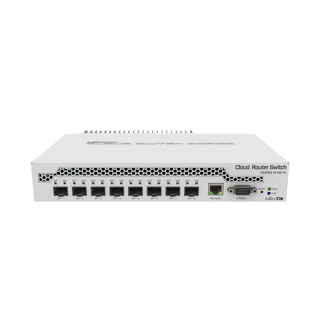 Mikrotik Desktop Switch With 1 Gigabit Ethernet Port and 8 SFP+ 10Gbps Ports | CRS309-1G-8S+IN, 33043361825020, Available at 961Souq