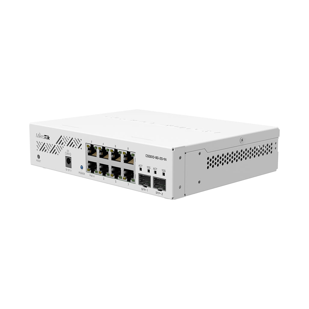 Mikrotik 8x Gigabit Ethernet Smart Switch with PoE-out, 2x SFP cages | CSS610-8G-2S+IN, 33042112839932, Available at 961Souq