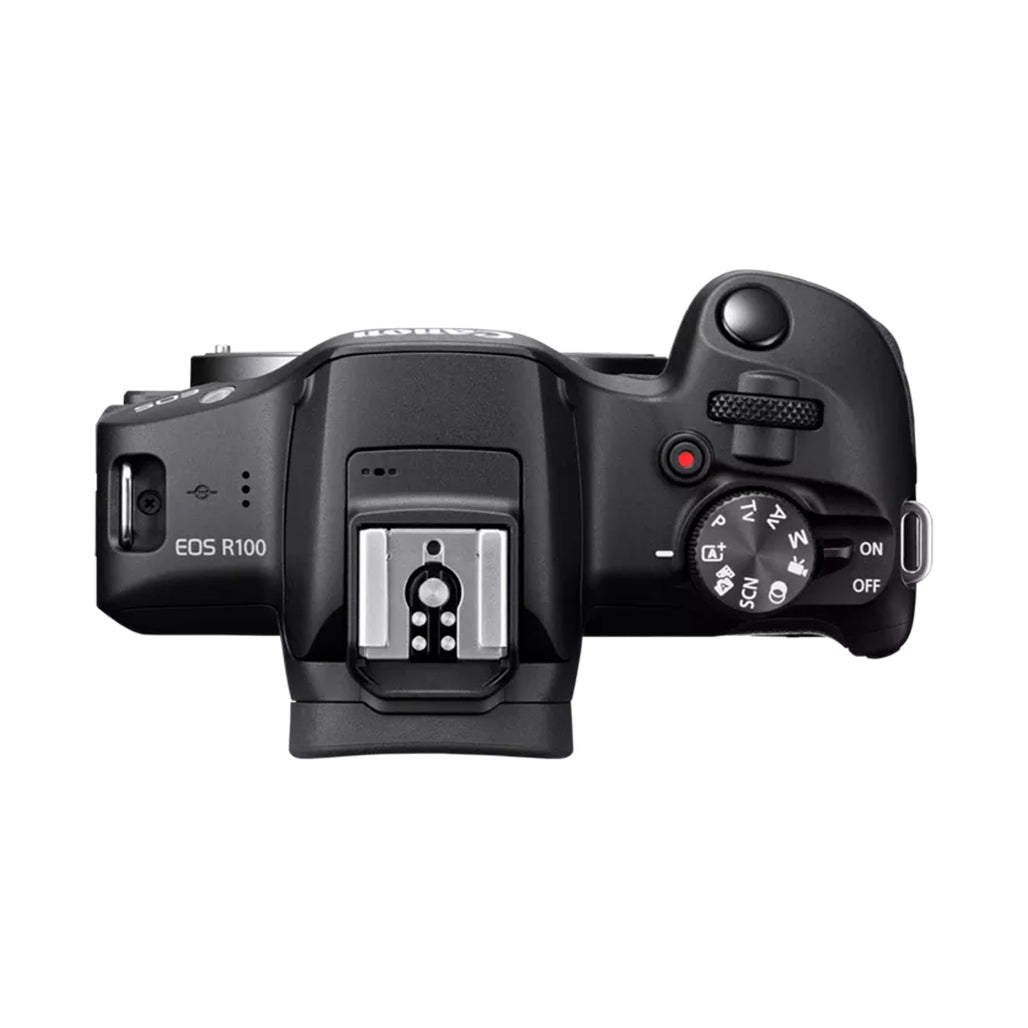 A Photo Of Canon EOS R100 Mirrorless Camera with RF-S 18-45mm Lens – Compact, High-Quality Imaging