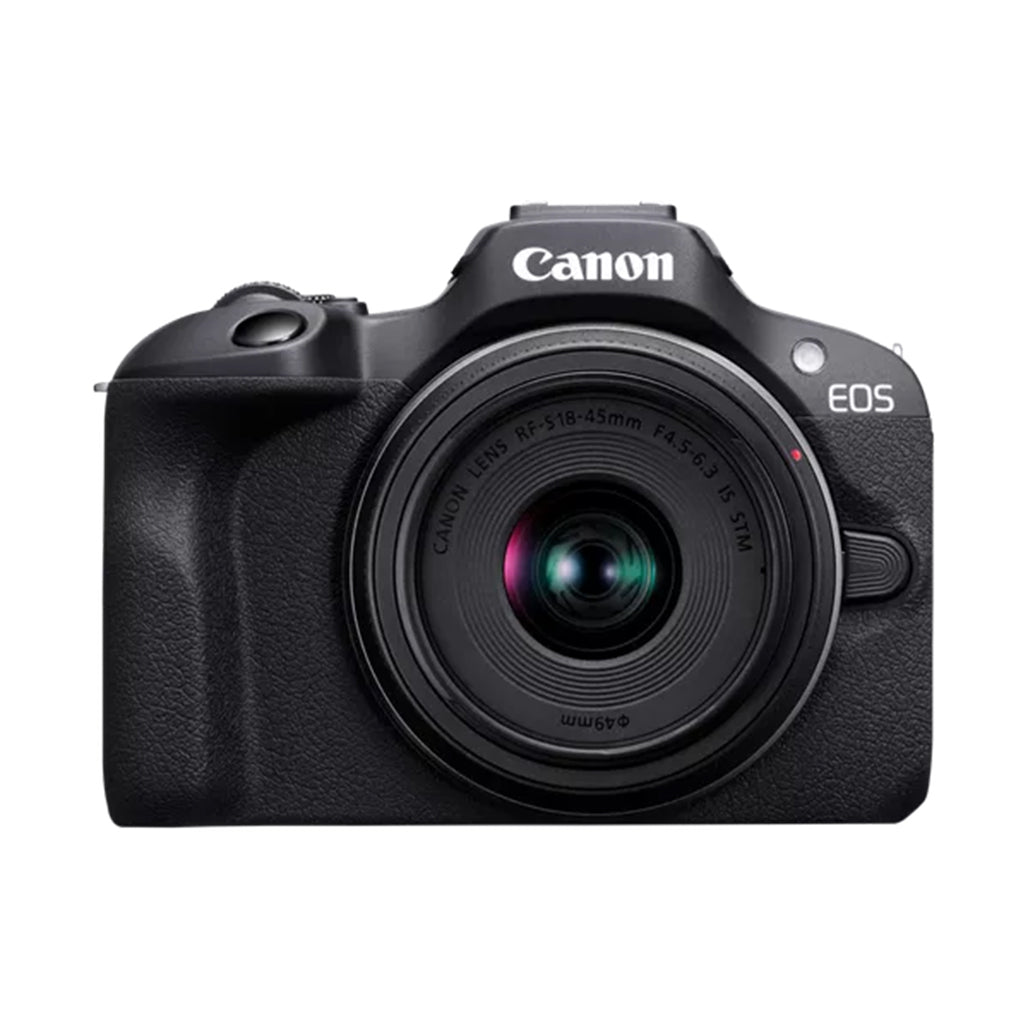 A Photo Of Canon EOS R100 Mirrorless Camera with RF-S 18-45mm Lens – Compact, High-Quality Imaging