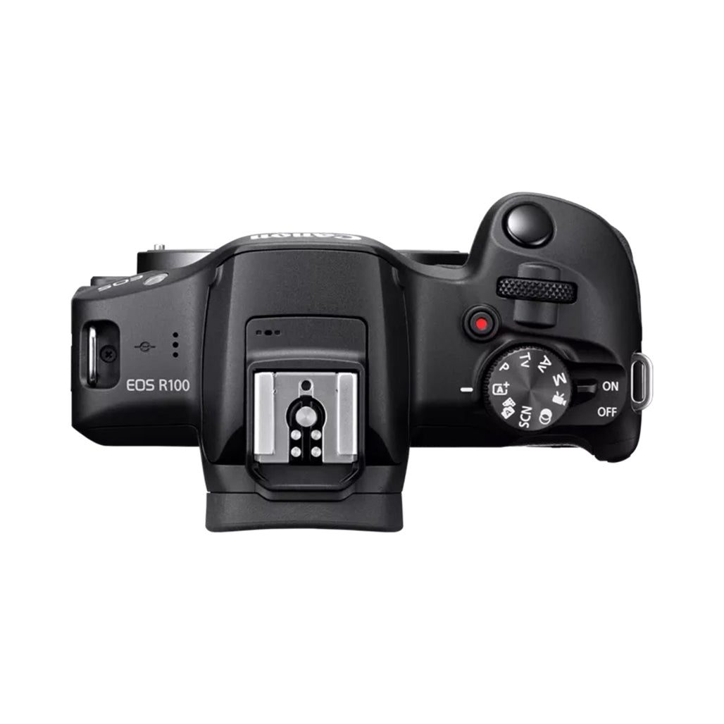 A Photo Of Canon EOS R100 Mirrorless Camera with RF-S 18-45mm Lens – Compact, High-Quality Imaging