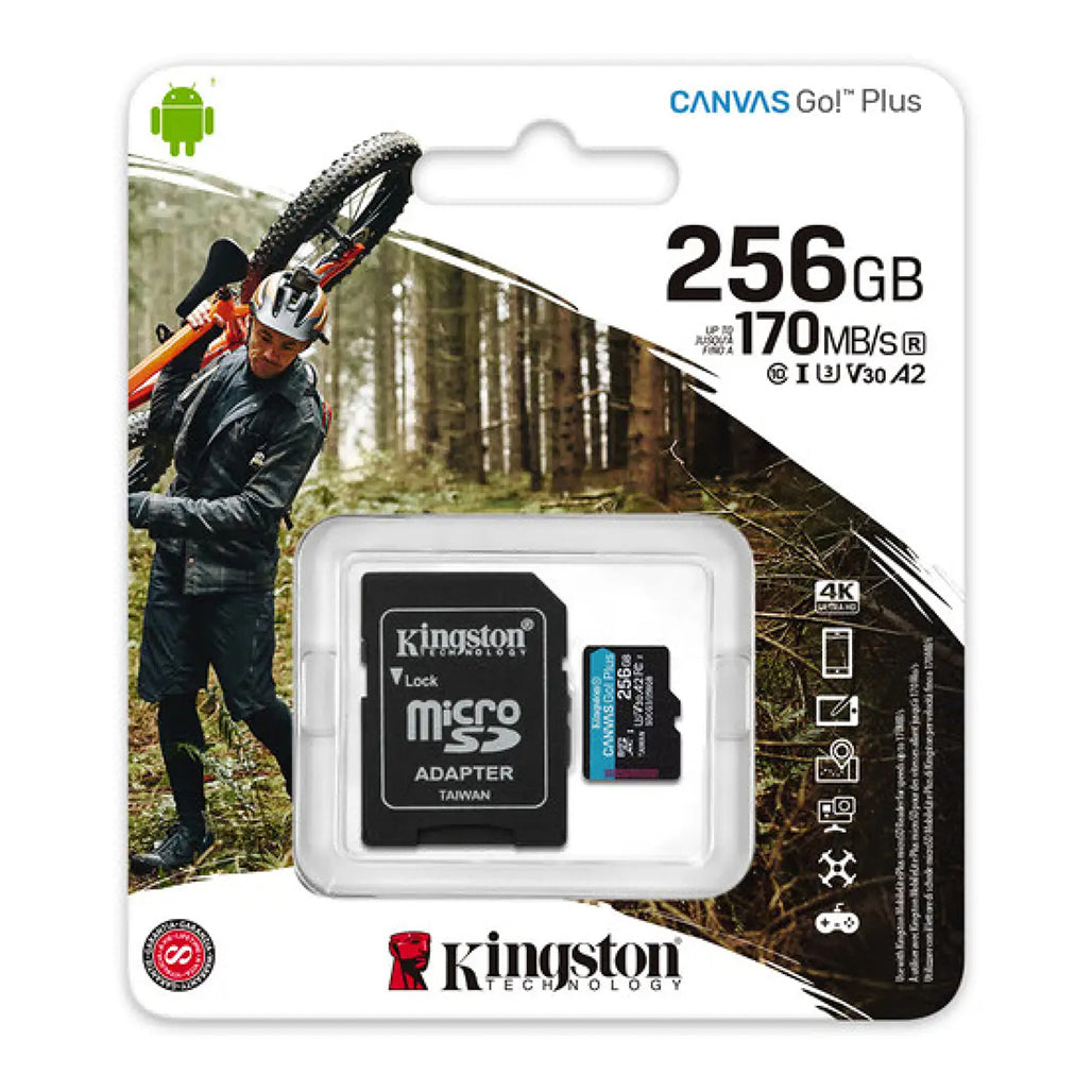 A Photo Of Kingston Canvas Go! Plus 256GB microSD Memory Card – High-Speed Storage for Android, Action Cameras, Drones, and 4K UHD Video