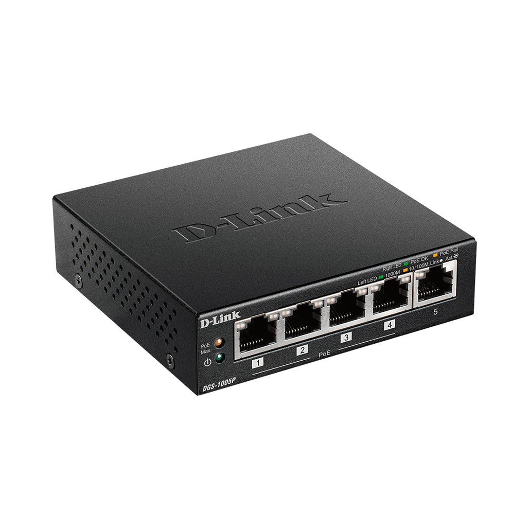 D-Link 5-Port Gigabit Desktop Switch with 4 PoE ports DGS-1005P, 32899060302076, Available at 961Souq