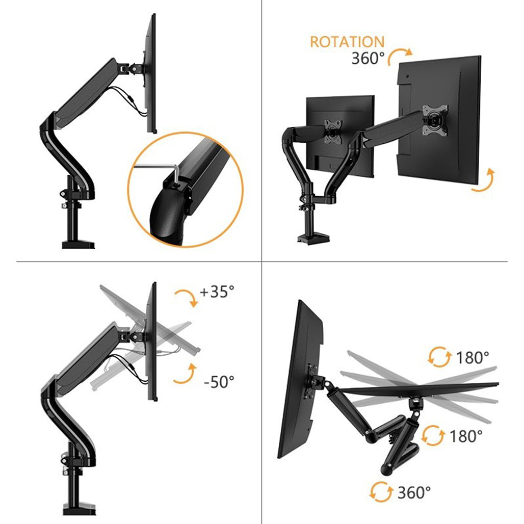 A Photo Of Kaloc DS902 Adjustable Dual Monitor Arm with Internal Gas Spring – Supports 17