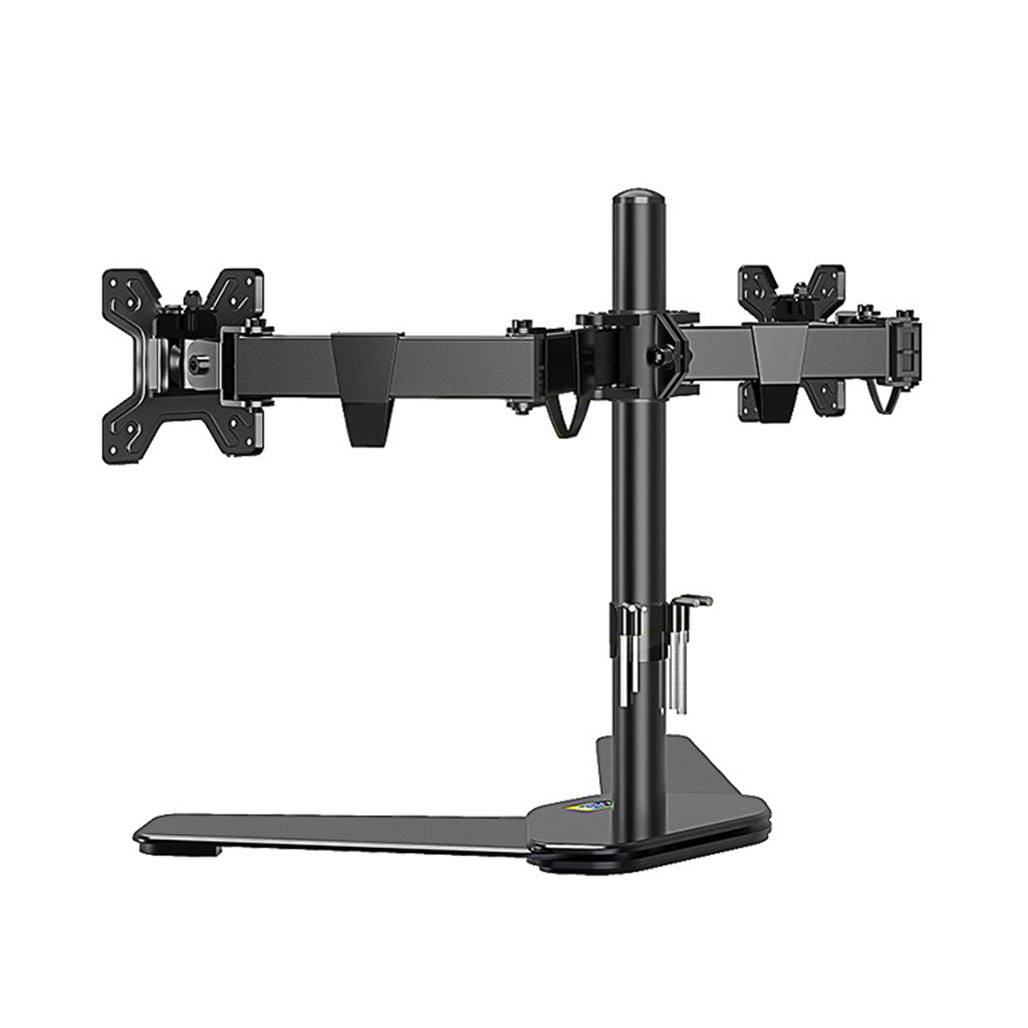 A Photo Of KALOC DW220T Adjustable Horizontal Dual Monitor Arm for 17-27 Inch Screens | Cable Management, 360° Rotation, Height Adjustable