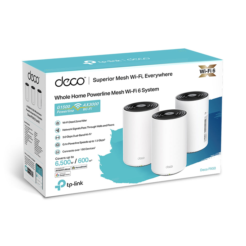 A Photo Of TP-Link Deco PX50 AX3000 + G1500 Whole Home Powerline Mesh WiFi 6 System – High-Speed, Seamless Coverage for Smart Homes