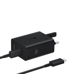 A Photo Of Samsung 50W PD Power Adapter T5020 with 5A USB-C to USB-C Cable - Dual-Port Fast Charger for Multi-Device Compatibility