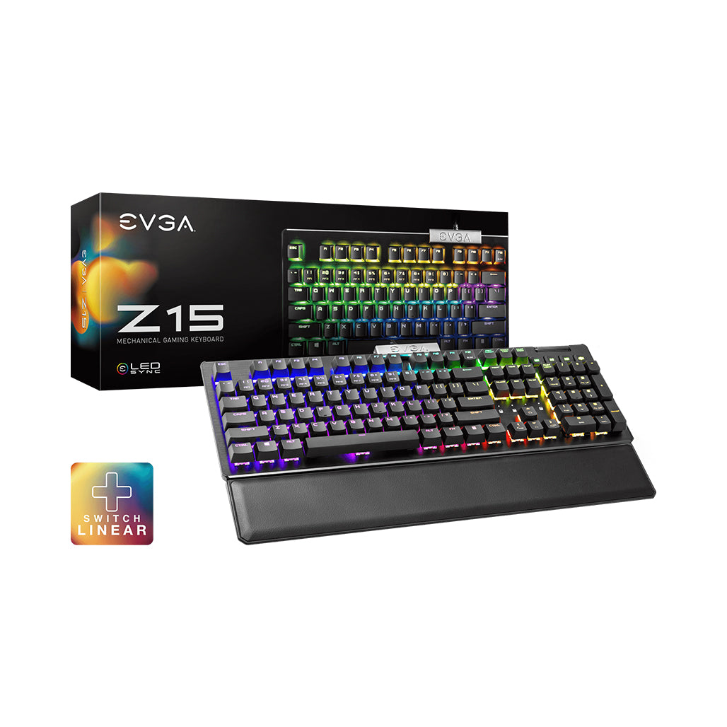 EVGA Z15 RGB Mechanical Gaming Keyboard - Linear Silver Switches | 821-W1-15US-KR, 32966146294012, Available at 961Souq
