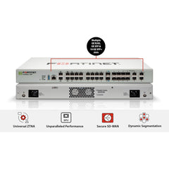 A Photo Of Fortinet FortiGate 100F Firewall Appliance | 22 GE RJ45 Ports, 4 SFP, 2 10G SFP+ Ports | Dual Power Supplies