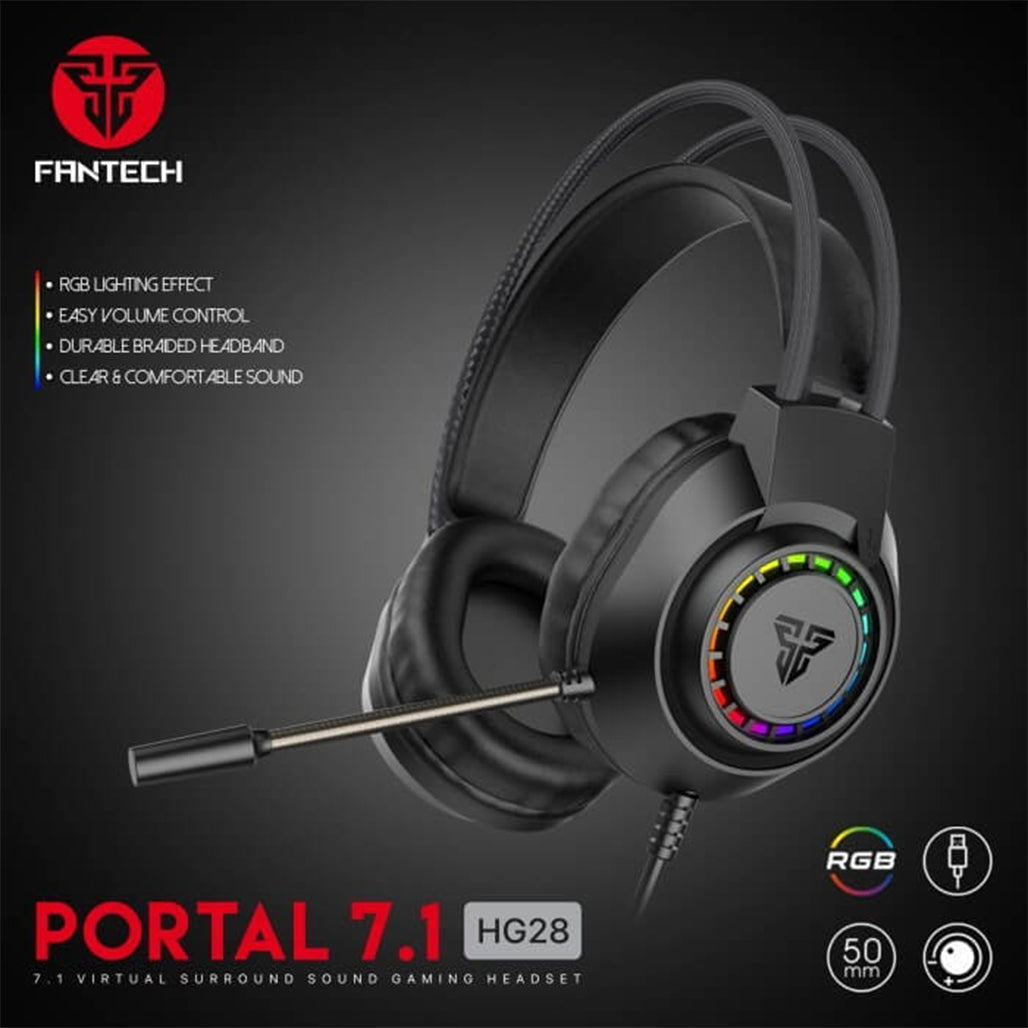 A Photo Of Fantech HG28 Portal 7.1 - Gaming Headset with RGB Lighting and Easy Volume Control