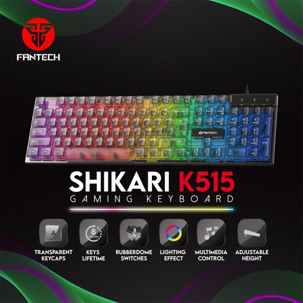 A Photo Of Fantech K515 Shikari - RGB Membrane Gaming Keyboard with Customizable Backlighting