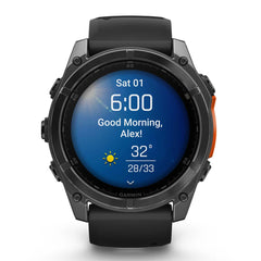 A Photo Of Garmin fēnix® 8 – 51 mm Smartwatch with AMOLED Display, Built-In GPS, and Dive Rating - Slate Gray, Black Silicone Band