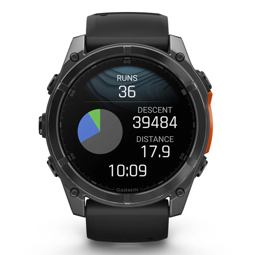 A Photo Of Garmin fēnix® 8 – 51 mm Smartwatch with AMOLED Display, Built-In GPS, and Dive Rating - Slate Gray, Black Silicone Band