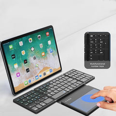 A Photo Of Bluetooth Foldable Keyboard with Touchpad - Full-Size, Multi-Device, Wireless Compatibility