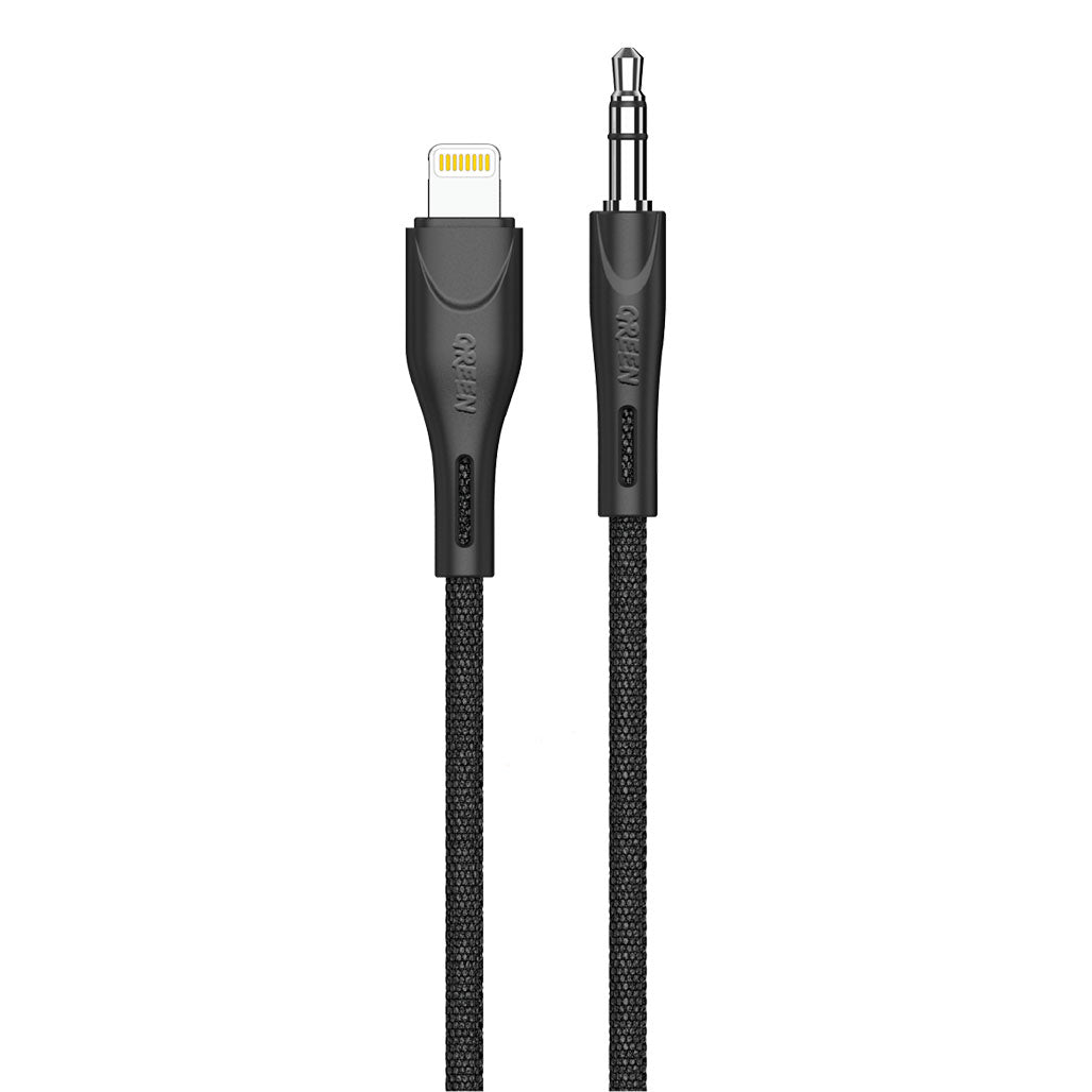 Green Lion GN35CIPH2BK AUX 3.5 to Lightning Cable 1.2M 2.4A - Black, 31960473567484, Available at 961Souq