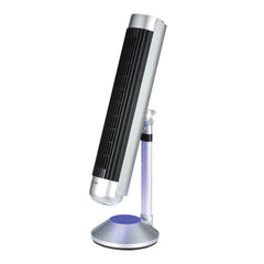 A Photo Of Green Lion Breeze Tower Fan - Silver, Bladeless Design with Adjustable Speeds and Remote Control