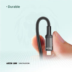 A Photo Of Green Lion Lightning to AUX 1M Braided Cable – Black, High-Quality Audio & Durability for iPhone