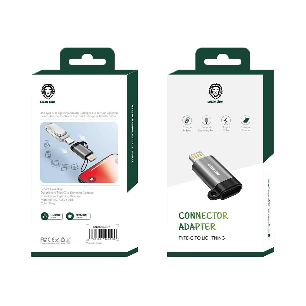 A Photo Of Green Lion Type-C to Lightning Connector Adapter - High-Speed Charging & Sync Cable