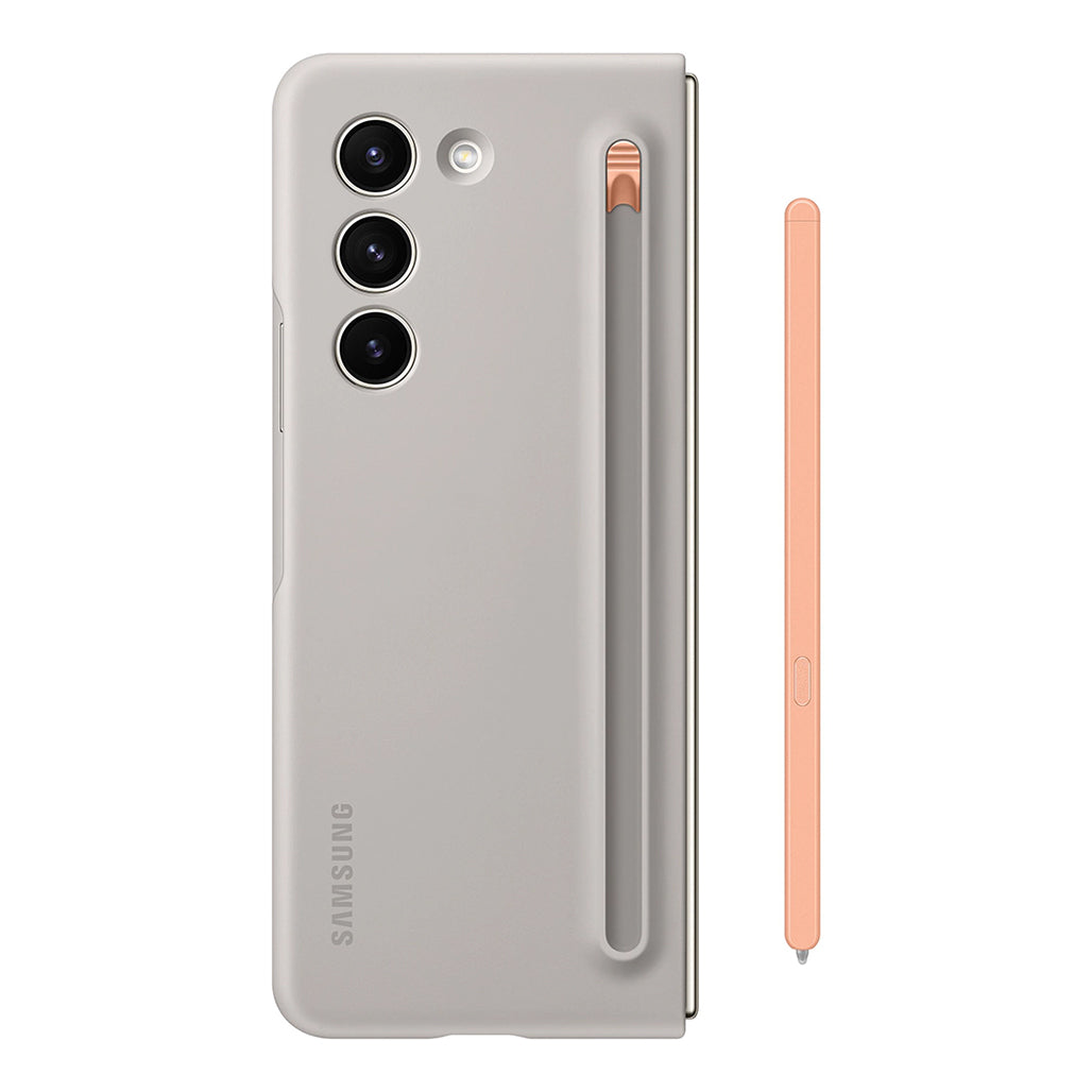 A Photo Of Samsung Galaxy Z Fold5 Slim S-Pen Case - Sand, Built-in S Pen with Eco-Friendly Materials