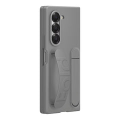 A Photo Of Samsung Galaxy Z Fold6 Silicone Case - Gray, Dual Grip and Stand Functionality