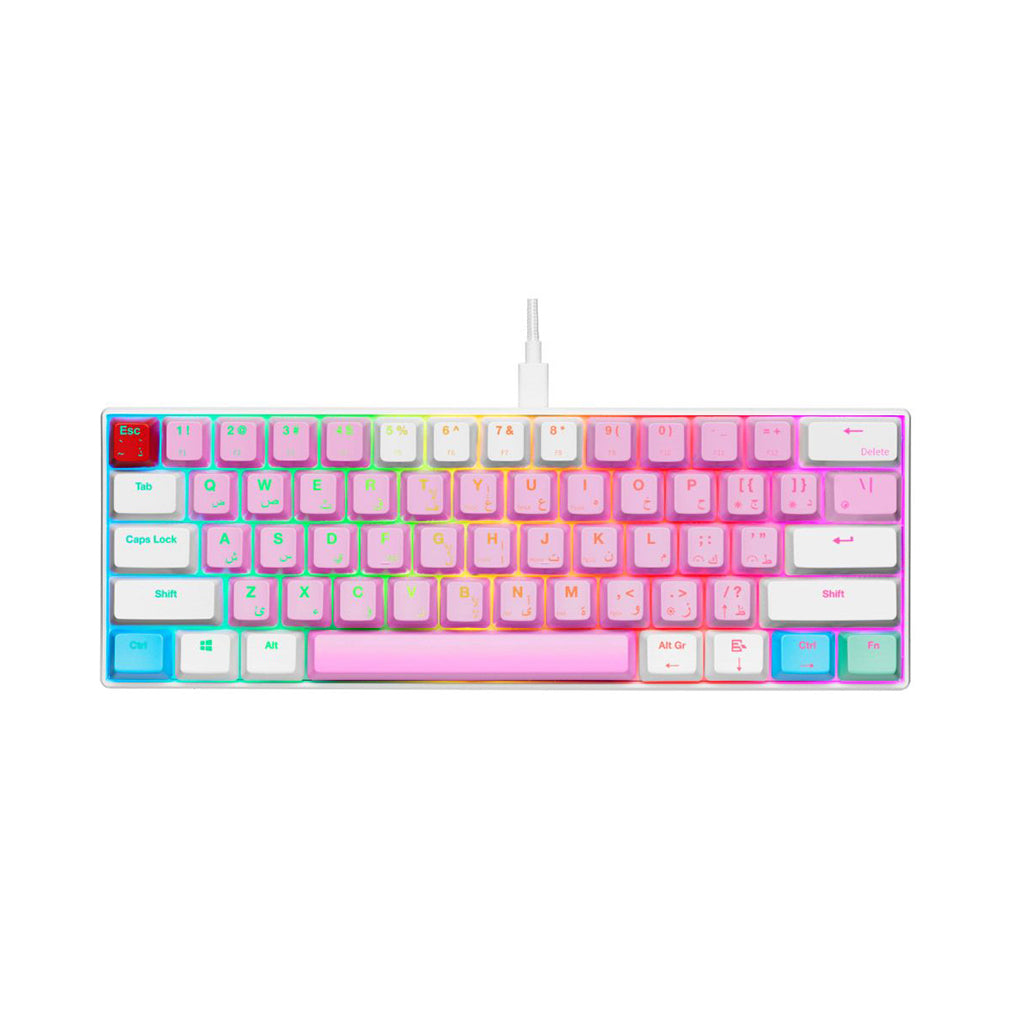 GamerTek GK60 Mini Gaming Keyboard - Cotton Candy, 33079512203516, Available at 961Souq