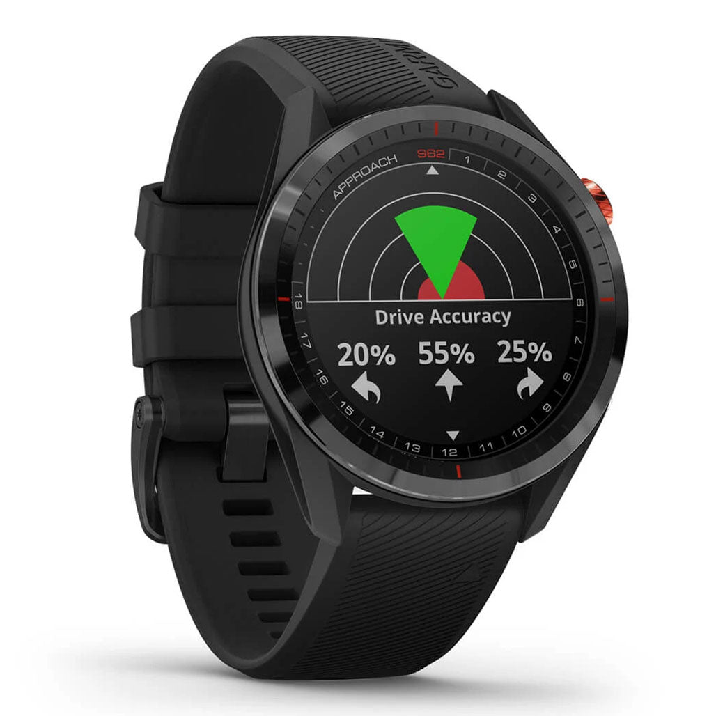 A Photo Of Garmin Approach S62 - 010-02200-00 - Black Ceramic Bezel with Black Silicone Band