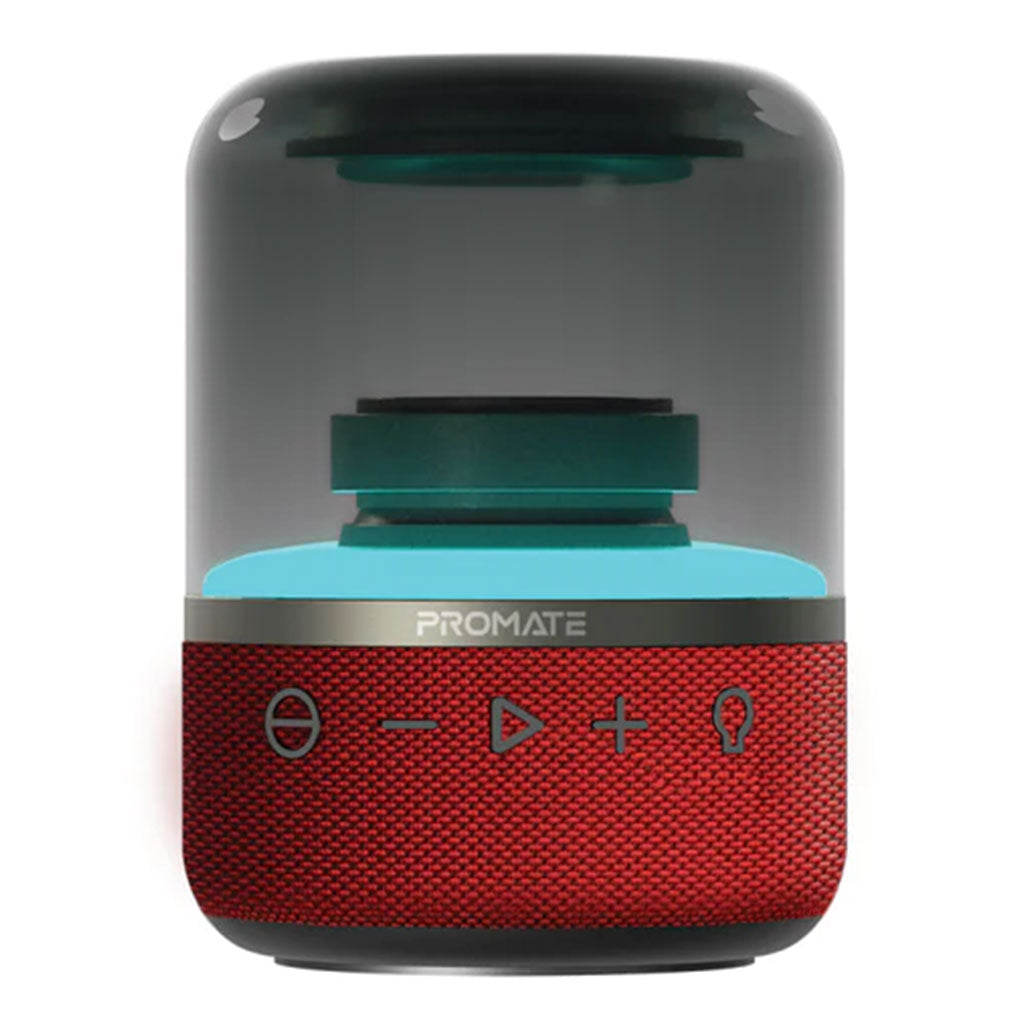 Promate Glitz HD LumiSound 360° Surround Sound Speaker - Red, 32267605213436, Available at 961Souq