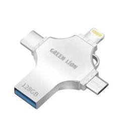 Green Lion 4-in-1 USB Flash Drive 128GB - Silver | GN4IN1USB128SL