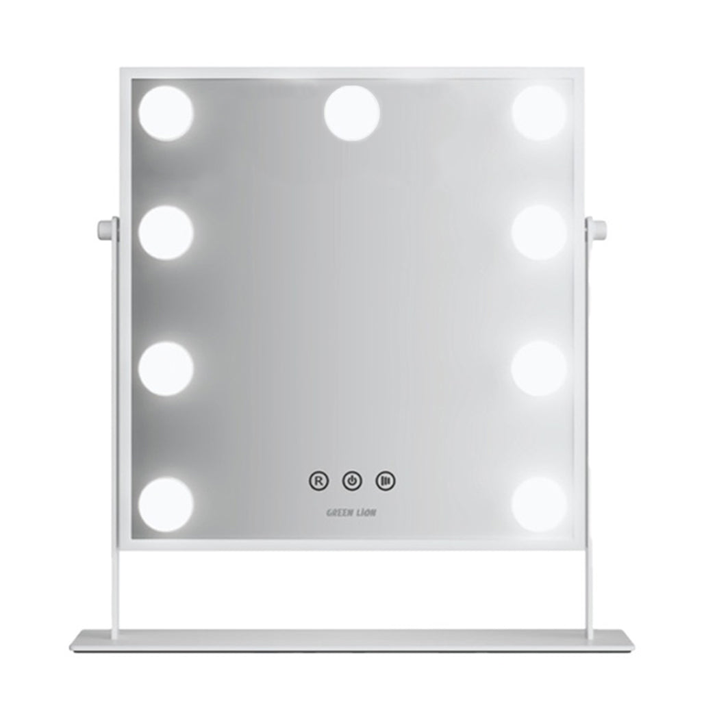 A Photo Of Green Lion Glam Shine Makeup Mirror with 9 LED Lights and Adjustable Color Modes - White